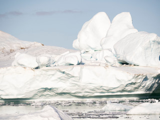 Icebergs in the Uummannaq fjord system, northwest Greenland.