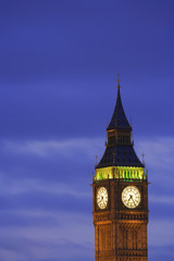 Fototapeta na wymiar Great Britain, London. View of the Clock Tower or Big Ben at dusk. 