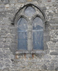Old Medieval Window with Brick and Glass