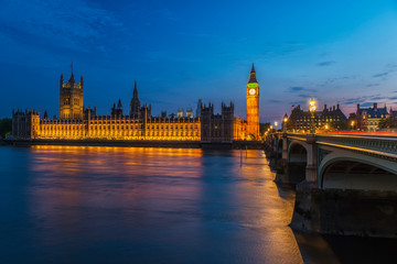 Fototapeta na wymiar England, London. Parliament and Westminster Bridge at twilight. Credit as: Dennis Kirkland / Jaynes Gallery / DanitaDelimont.com.