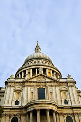 Fototapeta na wymiar Great Britain, London. View of historic St. Paul's Cathedral looking skyward. 