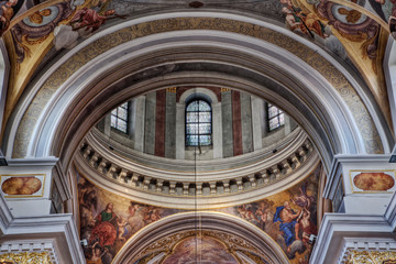 Interior details of Church of St. Nicholas, Ljubljana, Slovenia