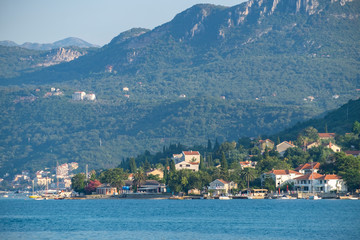 Fototapeta na wymiar Town along Bay of Kotor, Montenegro, Europe