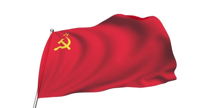 flag of the Soviet Union in the wind (alpha channel, semi-transparent, loopable)