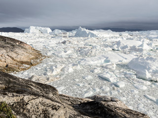 Ilulissat Icefjord also called kangia or Ilulissat Kangerlua at Disko Bay. The icefjord is listed...