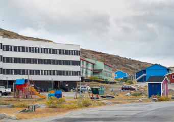 Fototapeta na wymiar Kangerlussuaq once called Sondre Stromfjord, a small village in Greenland, Denmark