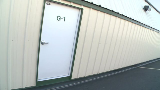 Airplane's hanger bay door opening.