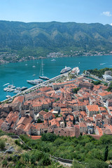 Naklejka na ściany i meble View of Bay of Kotor and Old Town, Kotor, Montenegro, Europe