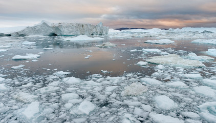 Ilulissat Icefjord also called kangia or Ilulissat Kangerlua at Disko Bay. The icefjord is listed...