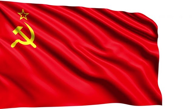 flag of the Soviet Union with fabric structure in the wind (alpha channel, loopable)