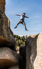 parkour on rocks