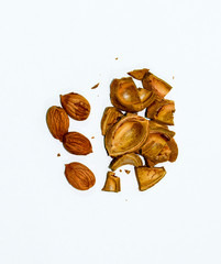 Bones of apricot. Seeds are stubble for sowing. An apricot seed.