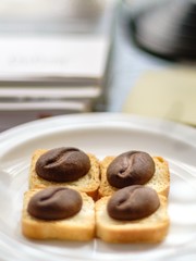 Cookies in a white plate on the table
