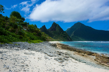 White sand beach at Ofu Island, Manu'a island group, American Samoa, South Pacific