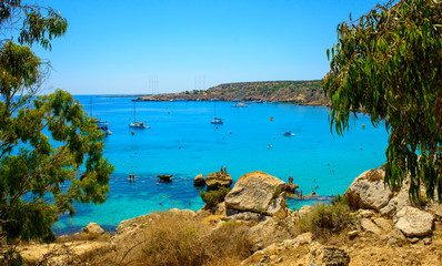  clear blue sea and rocks near protaras cyprus