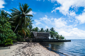 Traditional thatched roof hut, Yap Island, Micronesia