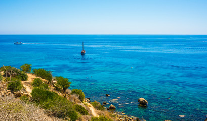  clear blue sea and rocks near protaras cyprus