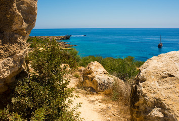  clear blue sea and rocks near protaras cyprus
