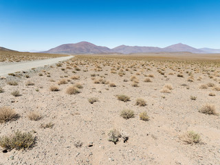 Fototapeta na wymiar The Argentinian Altiplano along Routa 27 between Pocitos and Olacapato, Argentina.