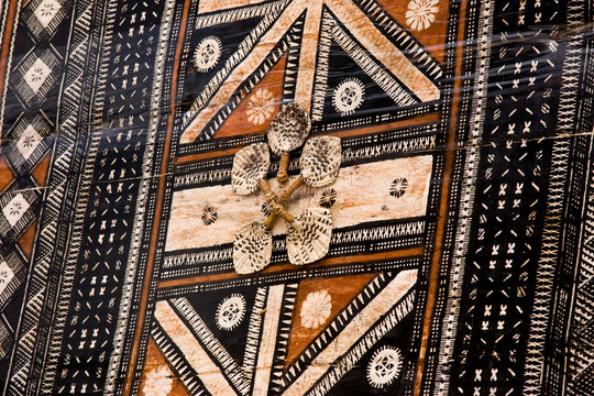Polynesia, Kingdom of Tonga. Detail of tapa cloth made of bark.