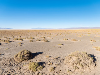 Fototapeta na wymiar Landscape at Salinas Grandes salt flats in the Altiplano, Argentina.