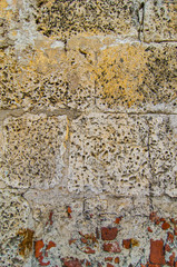 Ancient masonry construction in historic Cartagena, Colombia.