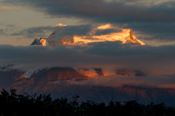 Fototapeta na wymiar Mountain at sunrise, Torres del Paine National Park, Chile, Patagonia, Patagonia