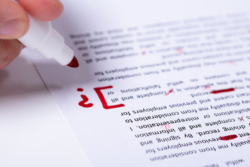 Question Mark Sign On Paper Document With Red Marker