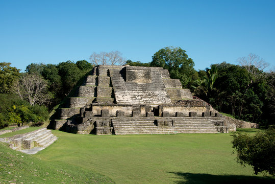 Belize, District of Belize, Belize City area. Altun Ha archaeological site, Mayan ruins. The Sun God Temple.