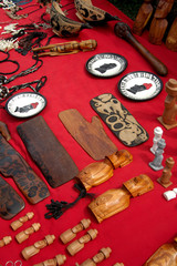 Chile, Easter Island (aka Rapa Nui). Hanga Roa, Easter Island's only town. Local handicrafts.