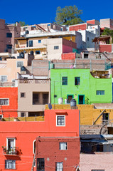 Fototapeta na wymiar Mexico, Guanajuato, Guanajuato, Colorful Houses on Hillside