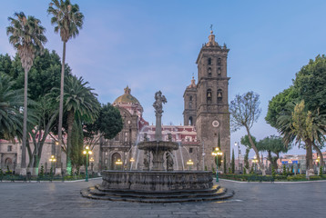 Mexico, Puebla, Zocolo at Dawn