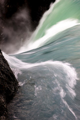 Waterfall. Torres del Paine National Park. Chile. South America. UNESCO biosphere.