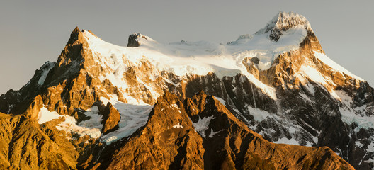 Cordillera del Paine. Gigantic granite monoliths. Cuernos del Paine. Torres del Paine National Park. Chile. South America. UNESCO biosphere.