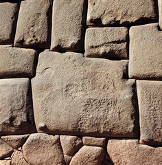 Peru, Cuzco. The famous 12-sided stone is part of the Inca Wall built by Inca Roca, the sixth Inca ruler in Cuzco, a World Heritage Site, in Peru.