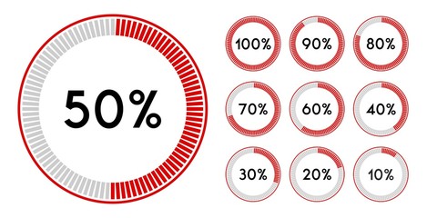 Percentage sign icon set vector,from 10 to 100
