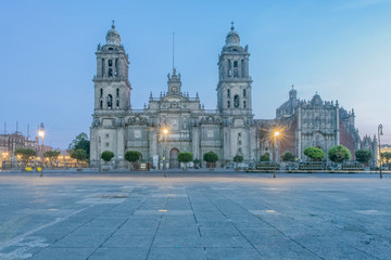 Mexico, Mexico City, Metropolitan Cathedral of the Assumption of Mary of Mexico City at Dawn