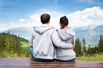 Couple Enjoying Panoramic Mountain View