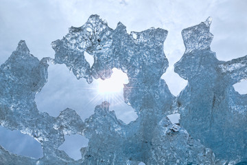 USA, Alaska, Glacier Bay National Park. Sun shining through ice of McBride Glacier. Credit as: Don Paulson / Jaynes Gallery / DanitaDelimont.com