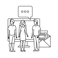 group of people with desktop computer