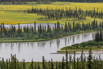 USA, Alaska, Nenana River Valley. Landscape of valley, river, and pond. Credit as: Don Paulson / Jaynes Gallery / DanitaDelimont.com