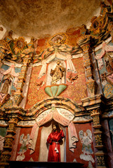 USA, Arizona, Tucson. Mission San Xavier del Bac (aka White Dove of the Desert). Mission church interior.