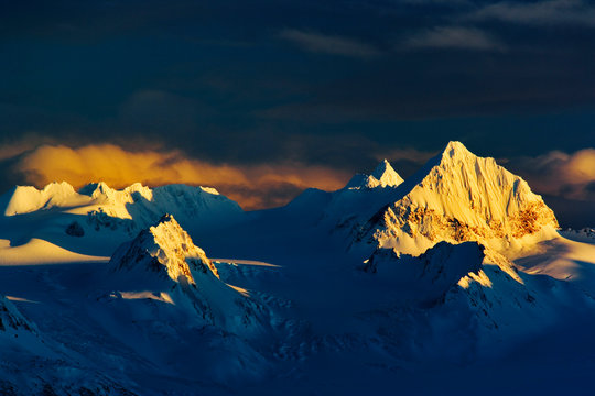 Winter Sunset, Kenai Mountains, From Homer, Alaska