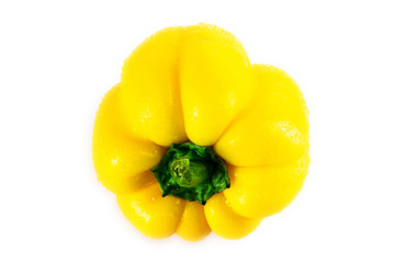 Yellow Fresh capsicum paprika isolated on white. Healthy eating concept.
