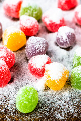 candies and cookies with icing sugar