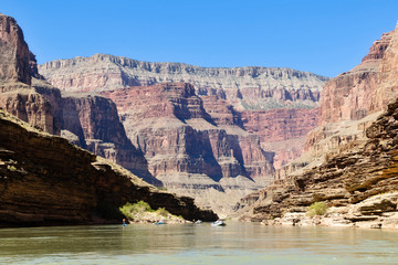 Grand Canyon National Park, Arizona. Rafters on the Colorado River.