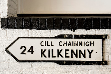 USA, California, San Francisco. Irish mileage sign to Kilkenny.