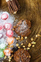 candies and cookies with icing sugar