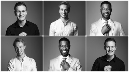 Beautiful happy commercial men black and white edition