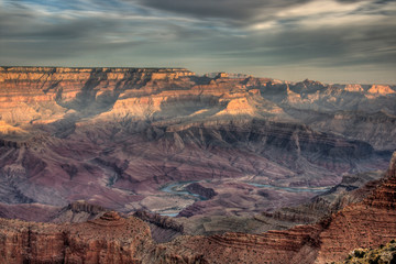 AZ, Arizona, Grand Canyon National Park, South Rim, view of canyon and the Colorado River from Lipan Point, sunrise
